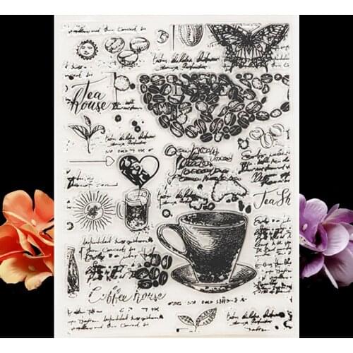 Coffee Background Transparent Clear Silicone Stamps For DIY Scrapbooking/Sentiment Stamp Photo Album Decorative Card Making