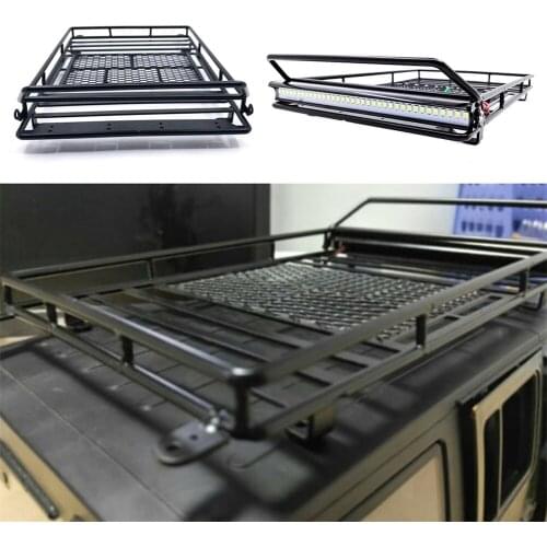 RCTOYFUN 1× Metal Luggage Carrier Roof Rack With/No LED Light Bar For 1/10 RC Crawler Axial SCX10 90046 Traxxas TRX4 Tamiya CC01