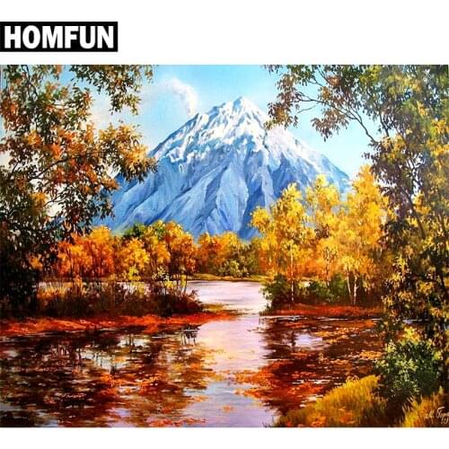 HOMFUN Full Square/Round Drill 5D DIY Diamond Painting "Snow Mountain" Embroidery Cross Stitch 5D Home Decor Gift A03855
