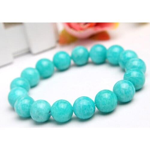 Genuine Mozambique Amazonite Natural Stone Bracelets For Women 13mm Big Stretch Charm Round Beads Jewelry Men Bracelet