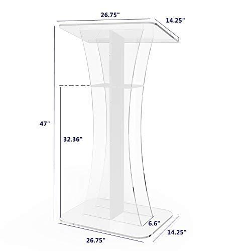 Fixture Displays Podium Clear Ghost White Cross Acrylic Podium Clear Lectern Church Pulpit