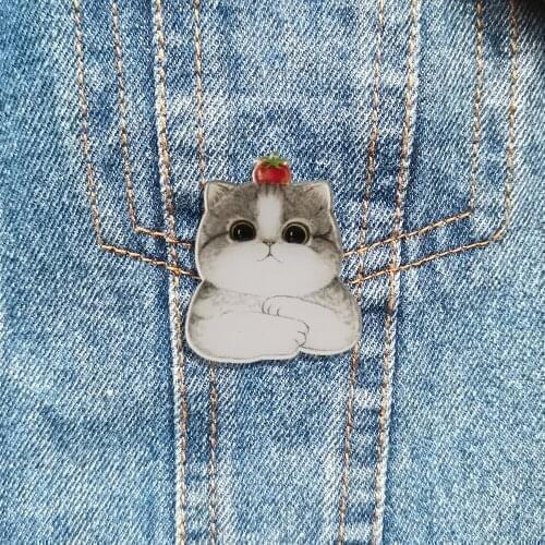 Meow Cat Acrylic Pins Cats Badge Custom Brooch For Women Kids Bag Clothes Lapel Pin Cartoon Animal Jewelry Gift Scarf Buckle