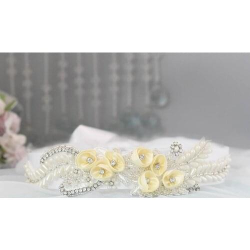 S321 Handmade Pearls Flowers Sash Wedding Bridal Bridesmaid DressBelts Bride Accessories Female Prom Party Evening Dresses Belt