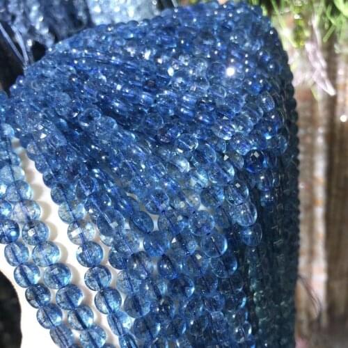 Oblate Cut Natural Stone Beads Blue Quartzs Loose Stone Bead For Bracelet Necklace Jewelry Making DIY Size 6mm