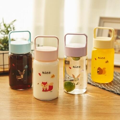 Cartoon Heat-resistant Glass Exquisite Animal Print Milk Cup with Lid and Handle Environmental Health and Convenient To Carry