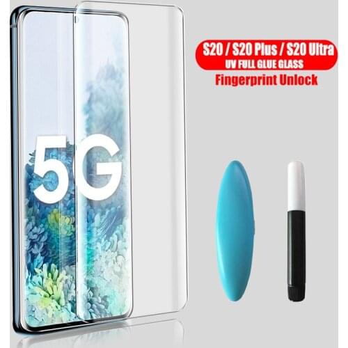 UV Tempered Glass For Samsung Galaxy S20 Ultra 5G S20 S10 Plus Note 8 9 10 Plus UV Screen Protector Film for S8 S9 S10 S20 Ultra