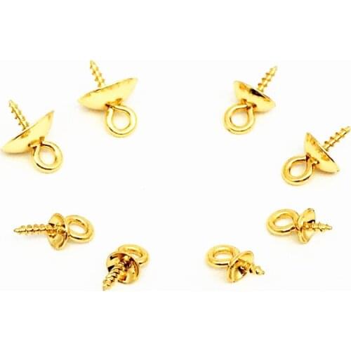 50pcs/lot Stainless steel Hypoallergenic Screw Eyes Bails Top Drilled Beads End Caps Charm for DIY Jewelry Making Findings Craft