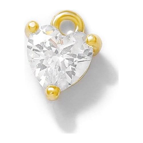 Factory wholesale Gold Color Brass and Zircon Heart Charms Pendants Necklace and Bracelet Earring Diy Jewelry Accessories