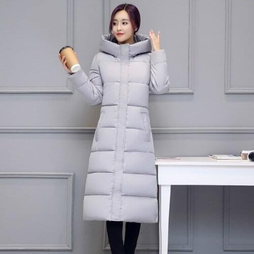 Long Overknee Cotton-padded Clothes Woman Self-cultivation Thickening Cotton-padded Jacket Loose Coat Tide Generation Hair