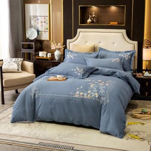 Winter thicker embroidery luxury Bedding set queen king size Duvet cover Bed sheet set 600TC egyptian cotton soft 4pcs copy