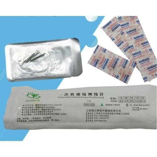10 sets 7/8/9/12# acupuncture massage embedding needle with 10 bags sterile catgut 0/2-0/3-0/4-0 line