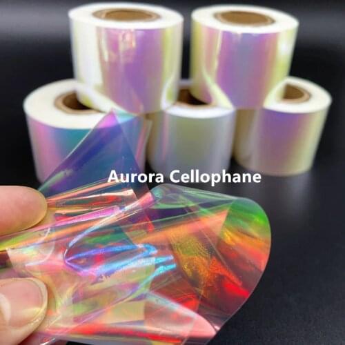100m Aurora Nails Cellophane Foil Film Sticker Glass Paper Korean Nail Trend Design Ice Cube Manicure DIY Nails Decoration