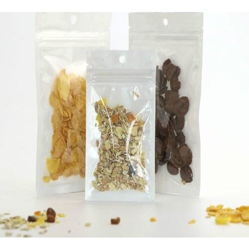 100pcs/lot Clear/White/White PE+Mylar Foil Heat Seal Stand Up Pouch Zip Lock Packaging Bag with Hang Hole