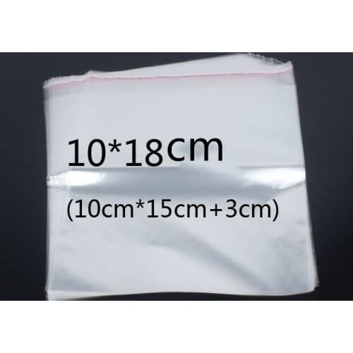 100pcs Transparent Self Adhesive Seal OPP Plastic Cellophane Packing Bags Gifts & Pouch Jewelry Packaging Bag 10x18cm
