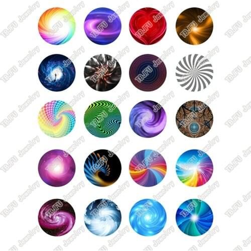 20pcs/lot 18mm 20mm 25mm Round Colorful Markings Pattern Glass Cabochon for DIY Jewelry Making Findings & Components T045