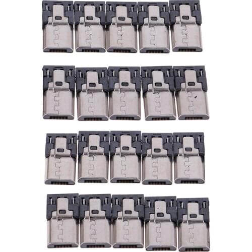 20 pcs/lot 4 Pin Micro USB Connector Jack Tail USB Plug Sockect Terminals Male Connectors