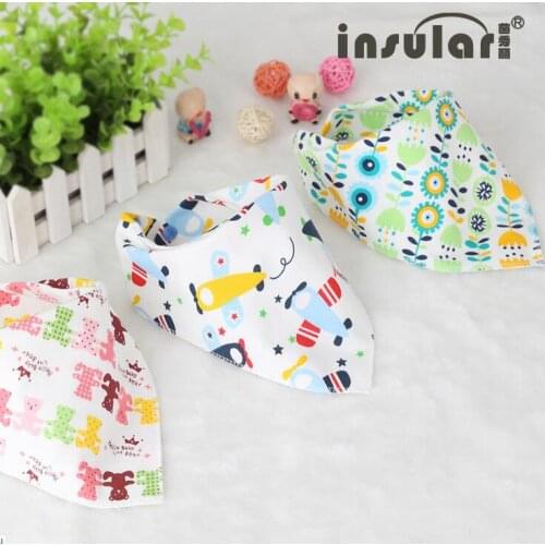 5PCS New Newborn Infant Cute Baby Bibs Cartoon Printing Cotton Toddler Triangle Scarf Bandana BB013