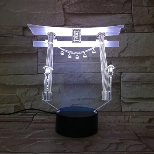 Acrylic Night LED Light Lamp 3D Japanese Shrine Nightlight Color Changing Room Party Atmosphere Decoration Kids Friends Gift