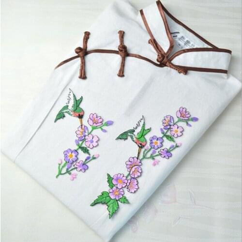 Flower And Bird logo Applique Accessories Iron On Embroidered Patches For Clothing Cartoon Badge Garment Appliques DIY Accessory