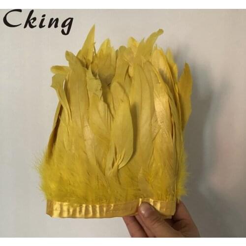 Free Shipping 2M/ 17 colors dyed Rooster coque Chicken Feather Trim 15-20cm cock tail Feather Ribbons Chicken Feather trimming