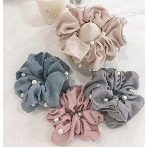 Free shipping Fashion women Hairbands korea style bead hair scrunchies girls Tie Accessories Ponytail Holder