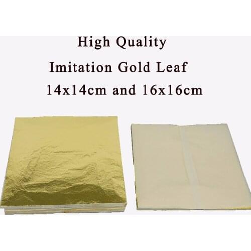Bright Color Imitation Gold Leaf Foil Paper 16 x 16 CM 1000 Pieces a Pack Soft Leaf for Gilding Furniture Crafts Paper Gold Leaf