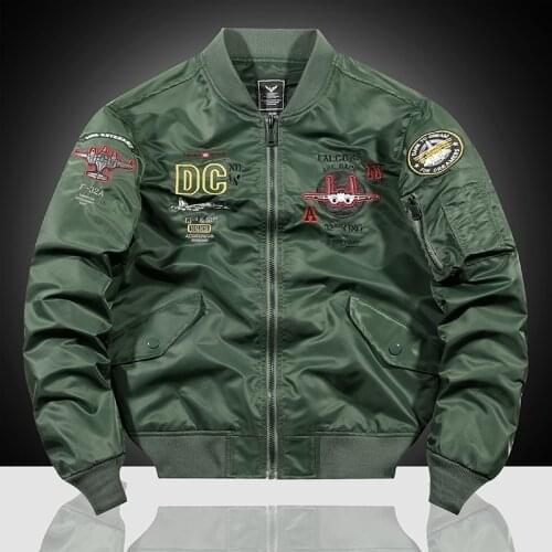 Spring Autumn Bomber Jacket Mens Air Force MA 1 Pilot Military Aircraft Embroidery Baseball Jacket Uniform Tooling Jacket M-4XL