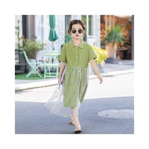 Childrens Girls Cute Dress 2020 Summer New Big Girls Lovely Mesh Patchwork Party Dress Kids Dresses for Girls Baby Clothes 3-9Y