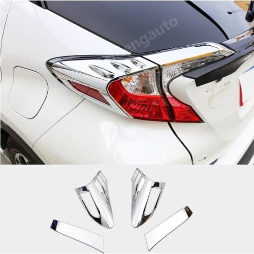 For Toyota CHR C-HR 2018-2021 Carbon fiber ABS Chrome Car Tail Rear Light Lamp Decor Cover Trim Car Styling Accessories