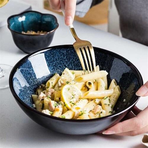 7.6 Inch Retro Porcelain Bowl Japanese Style Kiln Glazed Ceramic Rice Noodles Bowl Salad Soup Desserts Bowl Sauce Dish Tableware
