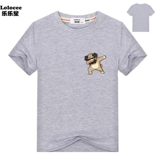 Leisure Funny Dabbing Dog T-shirt Kids Cotton O-neck Short Sleeve Tshirt Hip Hop Tees Tops