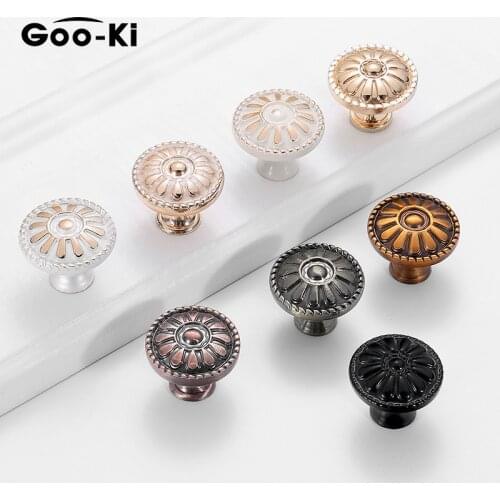 Goo-Ki Retro Red Bronze Kitchen Cabinet Knobs Cupboard Door Zinc Alloy Handles Vintage Wardrobe Furniture Handle Drawer Pulls