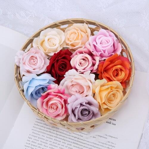 6CM Artificial Silk Fabric Rose Flower Heads For Wedding Party Home Decoration DIY Wreath Gift Box Scrapbook Craft Accessories