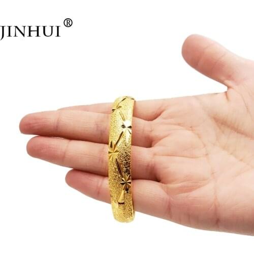 Jin Hui Saudi Arabia Fashion Luxury new Gold Color Jewelry girl Bangles Ethiopian Bracelets African Women wedding Gifts Can Open