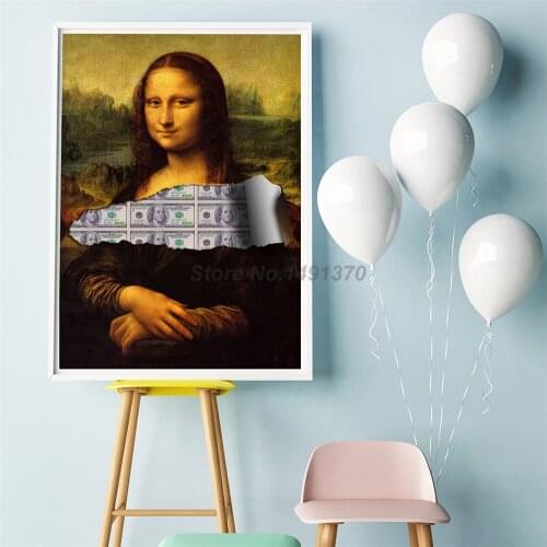 Money Lisa Painting 100 Dollar Money Motivational Quote Office Room Posters And Prints Decorative Wall Art Pictures Home Decor