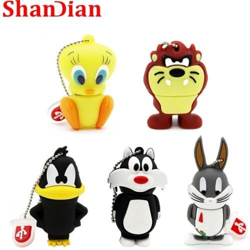 Cartoon Duck USB2.0 Flash Drive 8G 16G 32G 64GB 128G Rabbit Pen Drives Student Gifts Memory Stick Wholesale U Disk Real Capacity