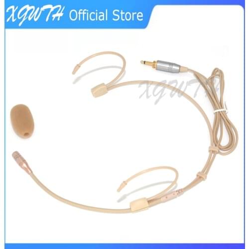 Double Ear Hanging Headset Microphone Condenser Hypercardioid Headworn Mic for Wireless System Bodypack Transmitter 3.5mm Mono