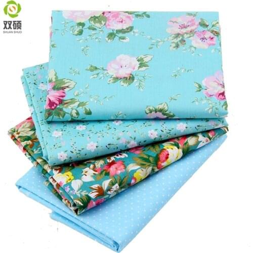 Bule Color Patchwork Cotton Fabric Fat Quaters Tilda Cloth Quilting Patchwork Fabrics For Sewing Doll Choth 40pcs/lots 40*50CM