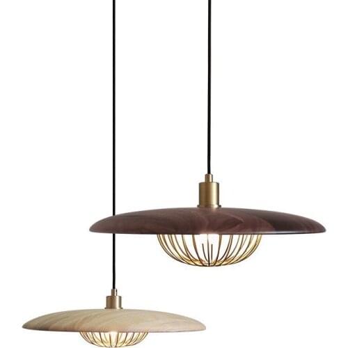 Japanese style wood grain chandelier Nordic designer home decoration dining room pendant light E27 indoor lighting