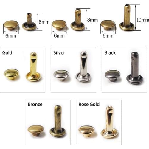 200 Set Leather Rivets Double Cap Rivet Tubular Metal Studs with Punch Pliers Fixing Tools for DIY Leather Craft Rivets Rep Gold