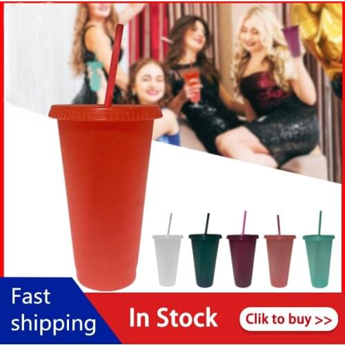 New Reusable Creative Straw Cup Sequined Glitter Cup Plastic Tumbler With Lid Reusable Plastic Cup 24 Oz Tumbler Cold Coffee Mug