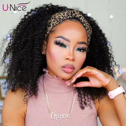 Unice Hair Wig Short Curly Bob Wig Top Quality Headband Wig Easy Installing Brazilian Curly Human Hair Wig 150% Density
