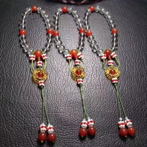 Drop Shipping Women Bracelets Natural Red Chalcedony White Crystal Bracelets Hand String Bracelets Bangles 2018 Fashion Jewelry