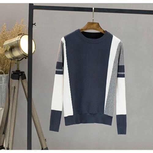 WWENN Korean Autumn Winter Thick Patchwork Pullovers Long Sleeve Top Women O-Neck Sweater Soft Jumper Knitwear Outfits Warm