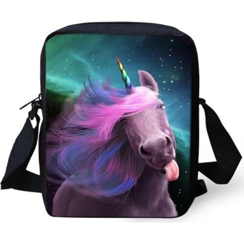 Child Messenger Bag Fantasy Unicorn Horse Pattern Girls Cross Body Bags Cute Animal Design Fashion Mini Flaps Purse
