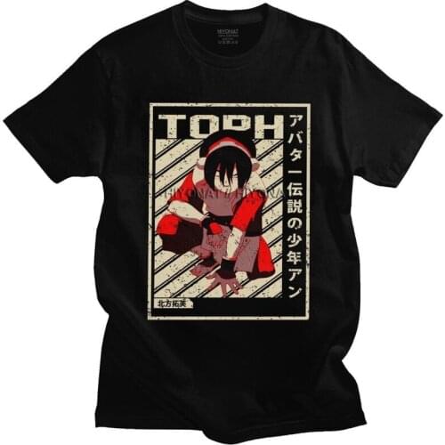 Retro Avatar The Last Airbender Toph Tshirt for Men Short Sleeved Print T Shirt Cool Anime Film T-shirt Cotton Tee Tops Clothing