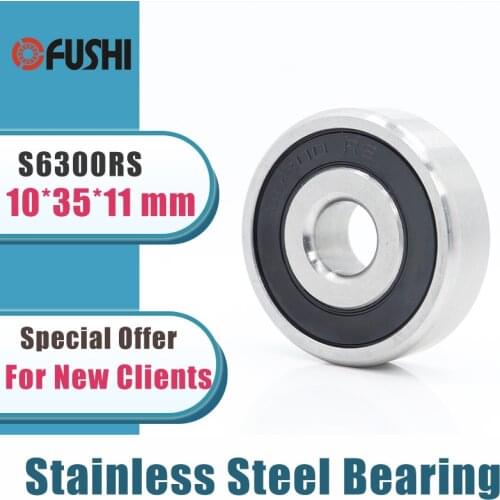 10PCS S6300RS Bearing 10*35*11 mm ABEC-3 440C Stainless Steel S 6300RS Ball Bearings 6300 Stainless Steel Ball Bearing