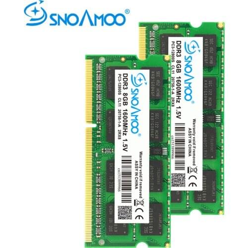 SNOAMOO DDR3 8GB 1333/1600 MHz memoria Ram Notebook Memory PC3-10600S 204 Pin 1.5V 2Rx8 SO-DIMM Computer Memory Warranty