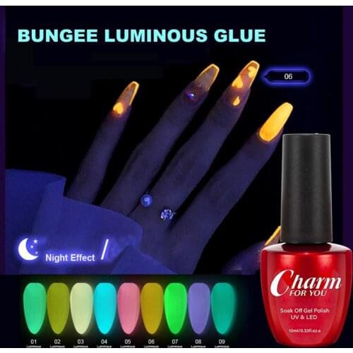 10ml Nail Luminous Polish Quick Dry Long Lasting Candy Color Night Glowing Semi-Permanent Nail Gel Polish Fluorescent Lacquer