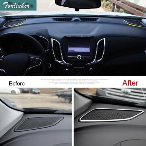 Tonlinker Cover Case Stickers for Chevrolet Equinox 2017 Car Styling 2 PCS stainless steel center console speaker cover sticker